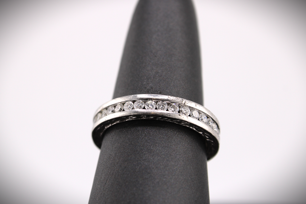 Platinum Channel Set Natural Diamond Ring