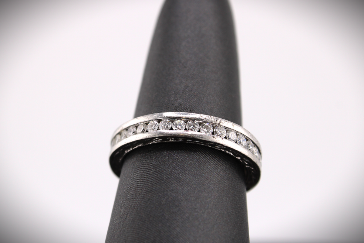 Platinum Channel Set Natural Diamond Ring