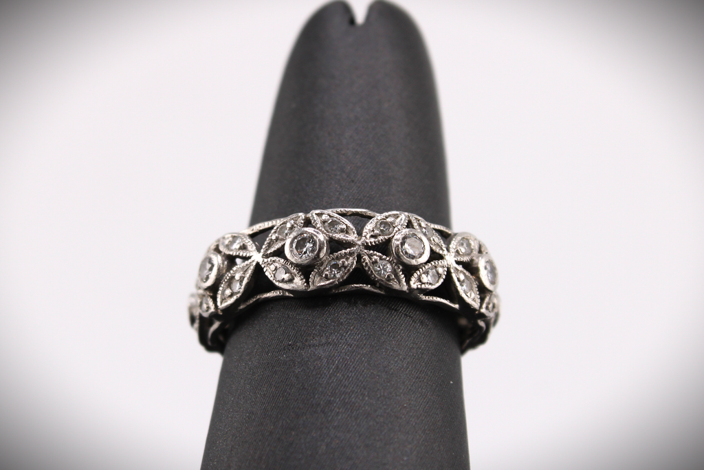Platinum Natural Diamond Floral Eternity Band