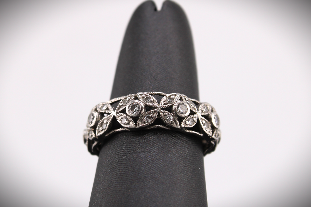 Platinum Natural Diamond Floral Eternity Band