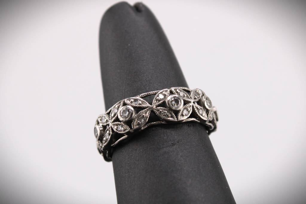 Platinum Natural Diamond Floral Eternity Band