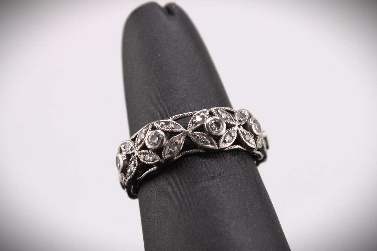 Platinum Natural Diamond Floral Eternity Band