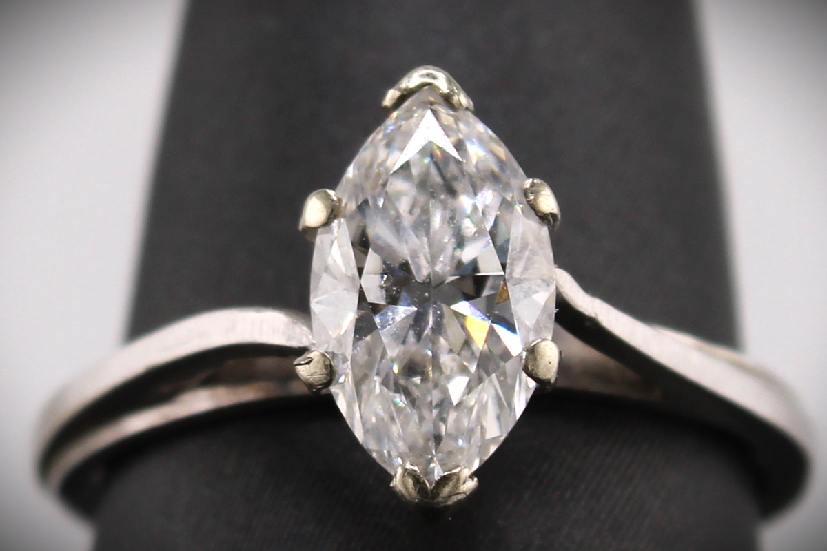 14k White Gold Natural Diamond Engagement Ring